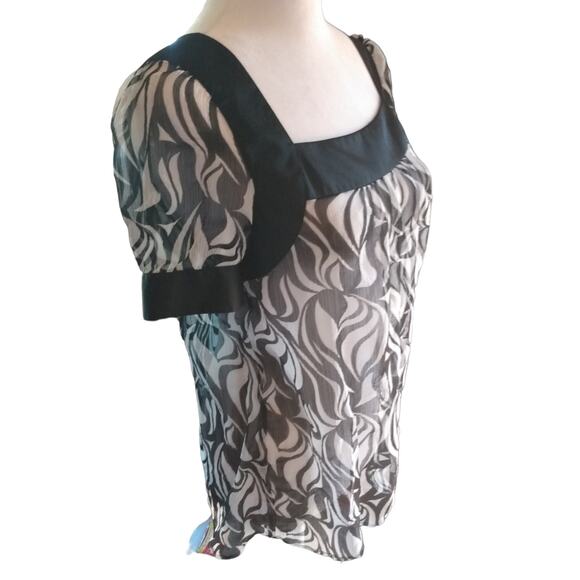 Ann Taylor Loft Zebra Print Sheer Blouse Sz 6 Square Neck Career Romantic - Picture 8 of 9